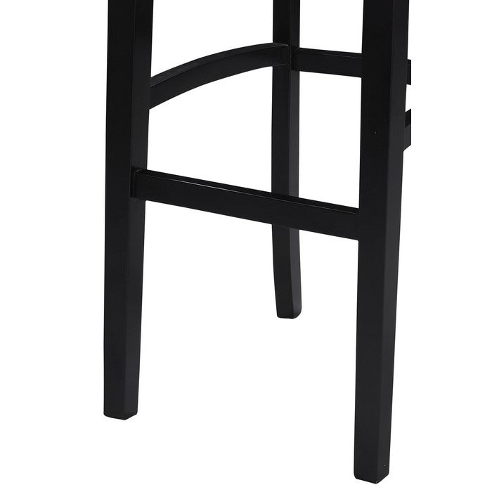 Wooden Bar Stool with Leatherette Seat and Backrest, Black and Red