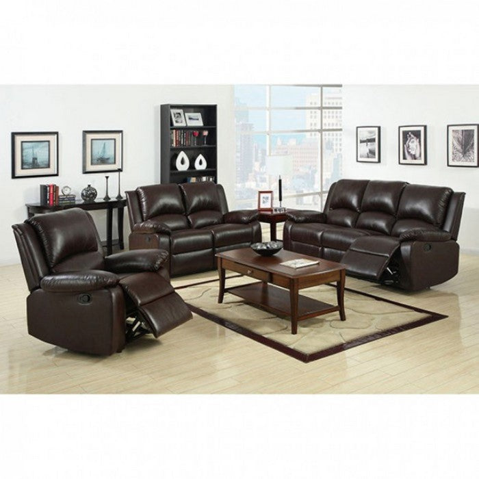 Leatherette Motion Loveseat, Brown