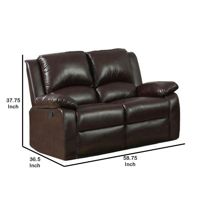 Leatherette Motion Loveseat, Brown