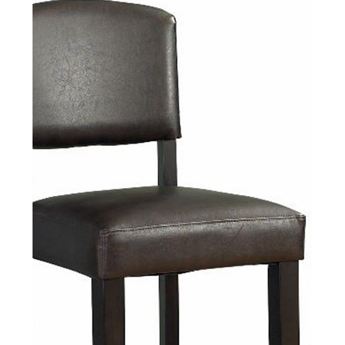 Wooden Bar Stool with Padded Upholstered Seat and Backrest, Brown