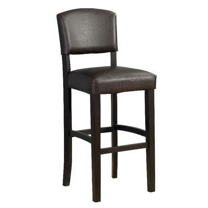 Wooden Bar Stool with Padded Upholstered Seat and Backrest, Brown