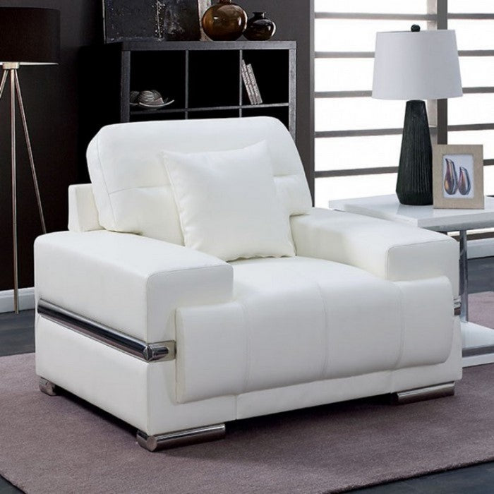 Leatherette Snug Chair With a Pillow, White
