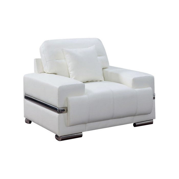 Leatherette Snug Chair With a Pillow, White