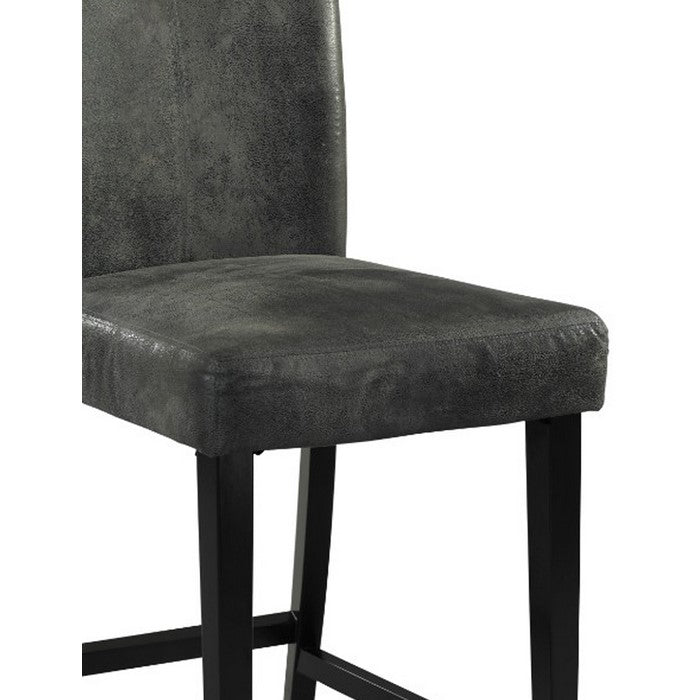 Wooden Counter Stool with Padded Seat and Curved Back, Black and Gray