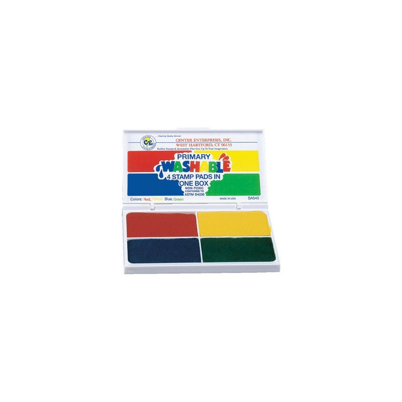 Center Enterprise SA540 Washable Primary Stamp Pad, 4 Colors IN