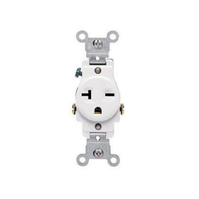 Leviton 107-05821-WSP 20-Amp 250-Volt Single Receptacle Electrical Power Outlet, White