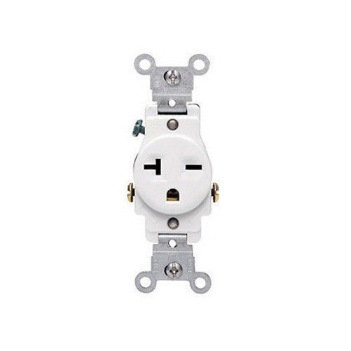 Leviton 107-05821-WSP 20-Amp 250-Volt Single Receptacle Electrical Power Outlet, White