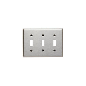 Leviton 84011 3-Gang Toggle Device Switch Wallplate, Standard Size, Device Mount, Stainless Steel