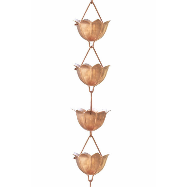 Monarch Pure Copper Lotus Rain Chain, 8-1/2-Feet Length