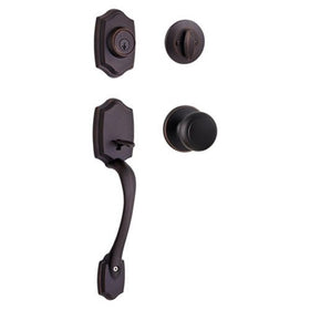 Kwikset 96870-100 Belleview Single Cylinder Handleset with Cove Knob featuring SmartKey Security in Venetian Bronze