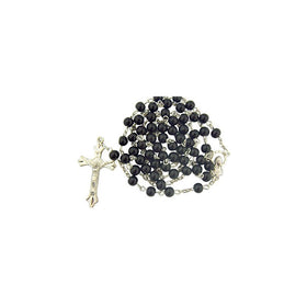 Black Glass Beads Rosary, 6mm Beads, Great for Men or Boys by CB