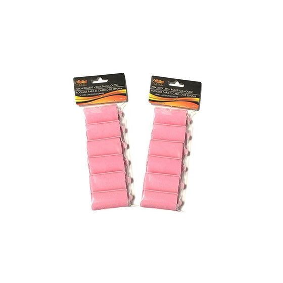 2 Pack (each contains 6 rollers) Soft PINK Foam Hair Styling Rollers SPONGE Curlers LARGE 1" (you are getting total of 12 rollers)