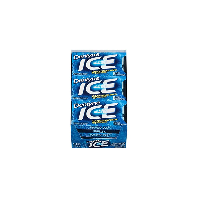 Dentyne Ice Sugar-Free Gum (Peppermint, 16 Piece, Pack of 9)
