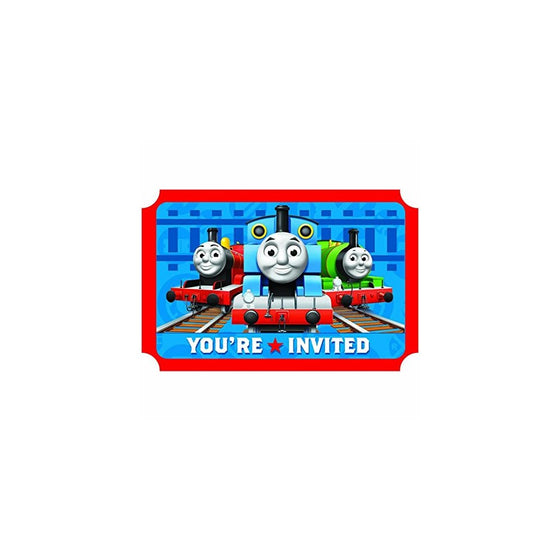 Amscan Thomas The Tank Engine Birthday Party Die-Cut Postcard Invitations, Blue/Red, 3 7/8" x 5 5/8"