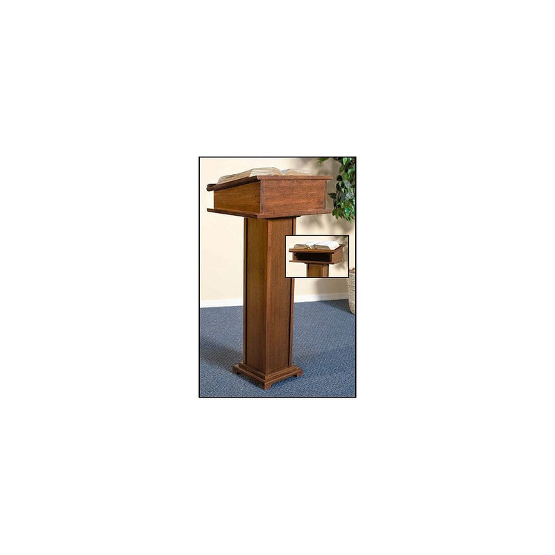 Walnut Stained Maple Hardwood Lectern with Shelf