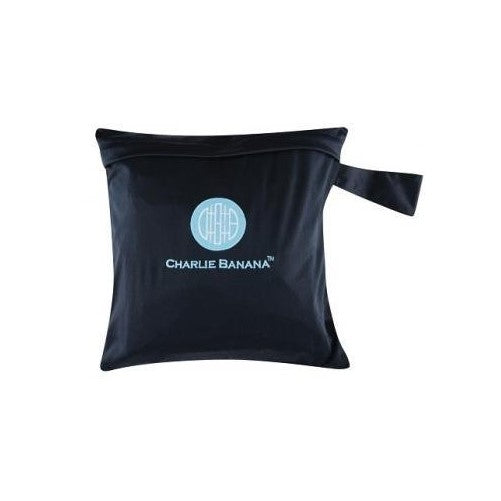 Charlie Banana Washable Diaper Tote Wet Bag (Black w/Blue)