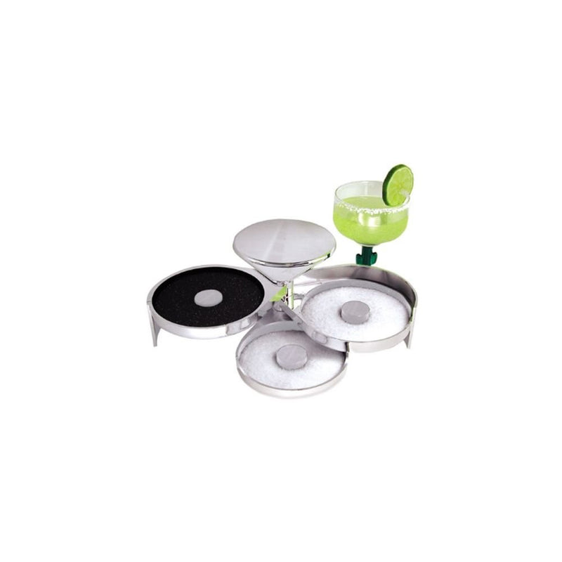 Chrome Look 3-Tier Salt & Sugar Glass Rimmer