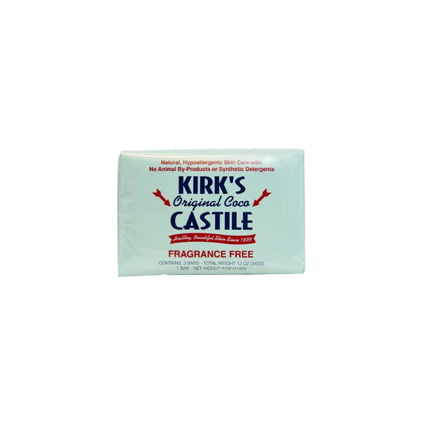 Kirks Coco Castile Bar Soap, No Fragrance, 4 Ounce