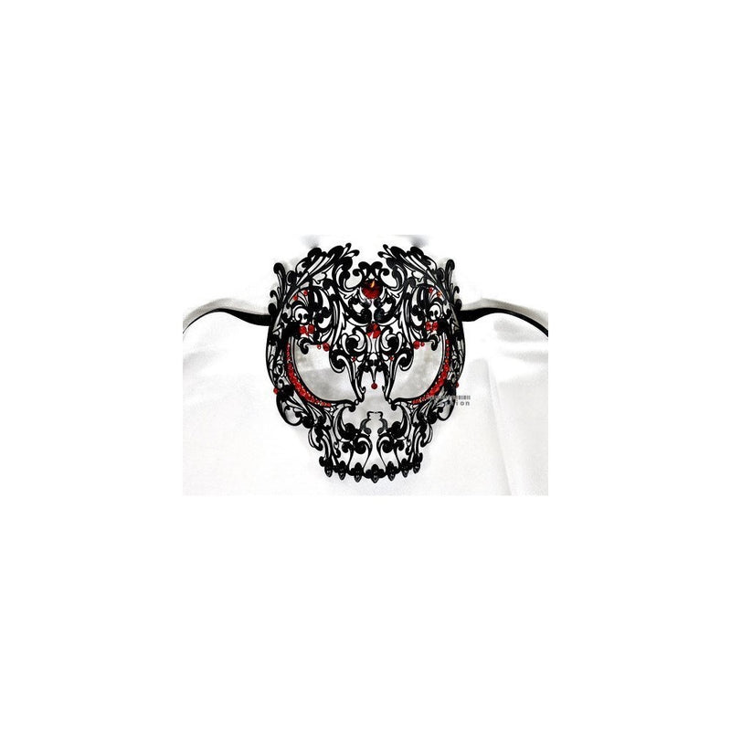Men Devil Skull Laser Cut Venetian Masquerade Mask with Red Rhinestones Event Party Ball Mardi Gars by Kayso