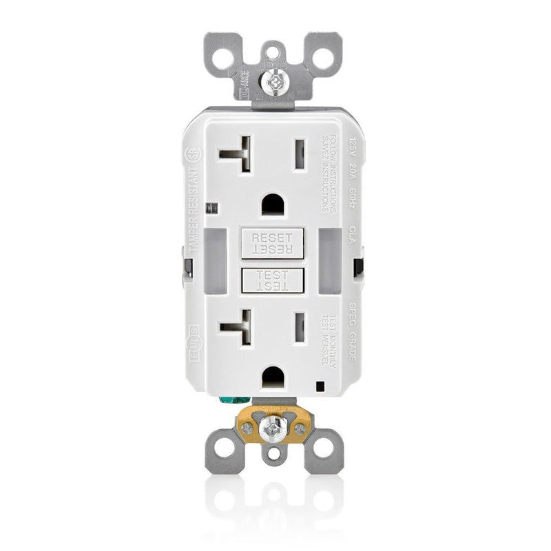 Leviton GFNL2-W Self-Test SmartlockPro Slim GFCI Tamper-Resistant Receptacle with Guidelight and LED Indicator, 20 Amp, White