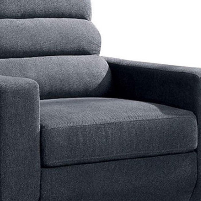 Linen Fabric Chair With Cushion Seat, Dark Gray