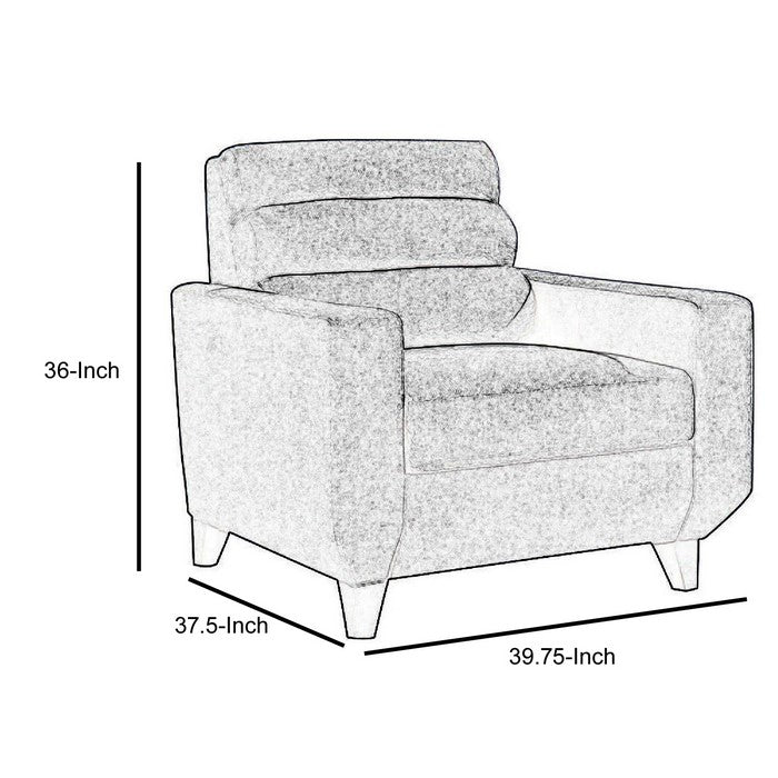 Linen Fabric Chair With Cushion Seat, Dark Gray