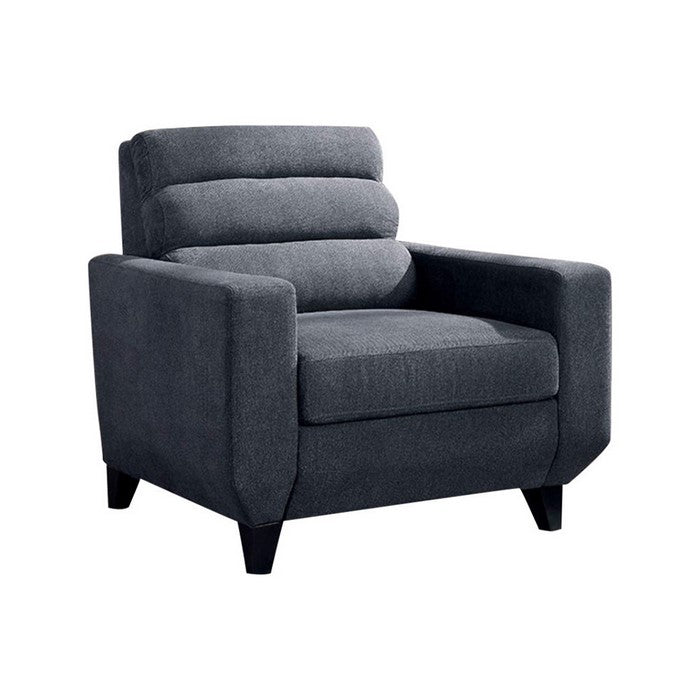 Linen Fabric Chair With Cushion Seat, Dark Gray