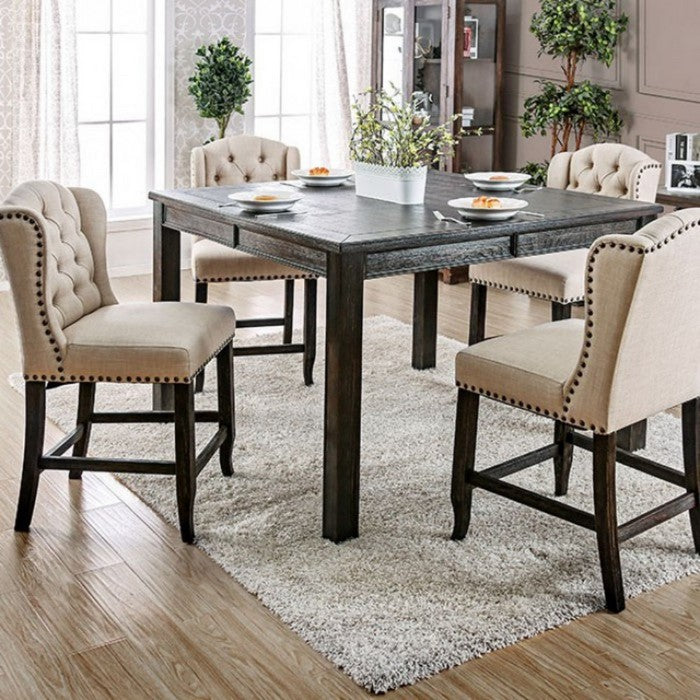 Wooden Counter Height Table With Square Top, Black