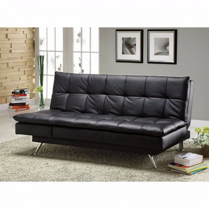 Leatherette Sofa Futon, Black