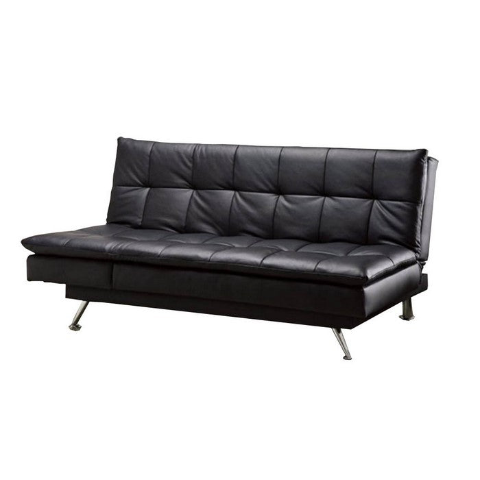 Leatherette Sofa Futon, Black