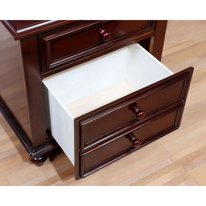 Wooden Night Stand With 2 Drawers, Dark Brown