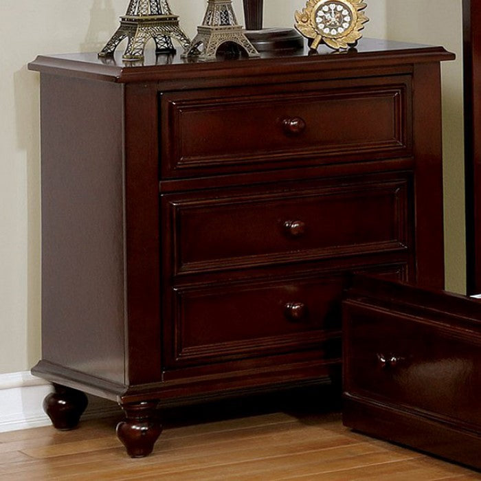 Wooden Night Stand With 2 Drawers, Dark Brown