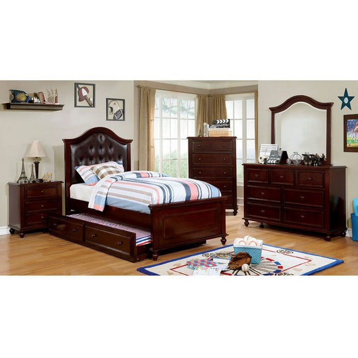 Wooden Night Stand With 2 Drawers, Dark Brown