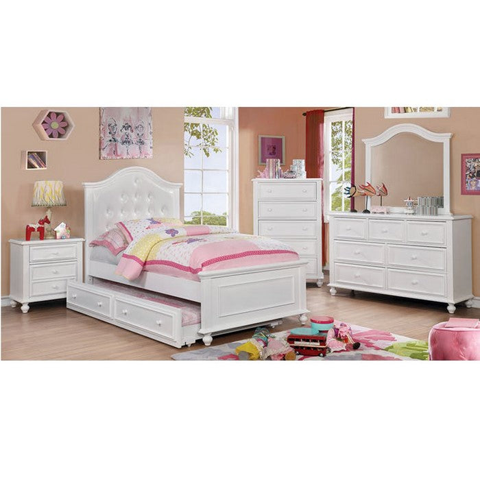Wooden Night Stand With 2 Drawers, White