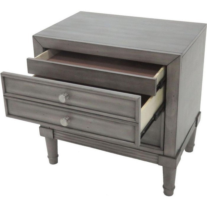 Finely Designed Wooden Night stand with drawers, gray