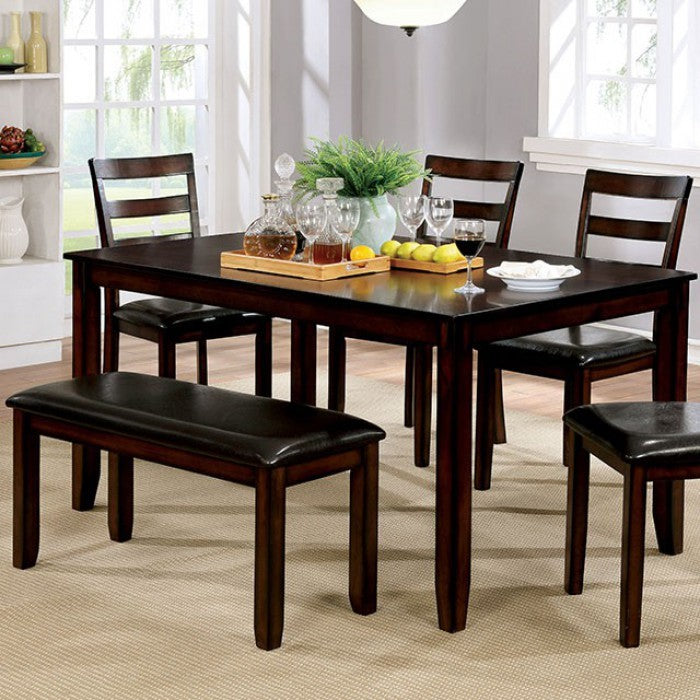 Wooden Dining Table Set Of 6, Cherry Brown