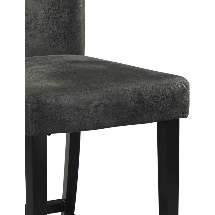Wooden Bar Stool with Upholstery and Curved Backrest, Black and Gray