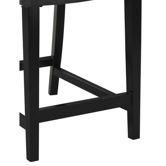 Wooden Bar Stool with Upholstery and Curved Backrest, Black and Gray