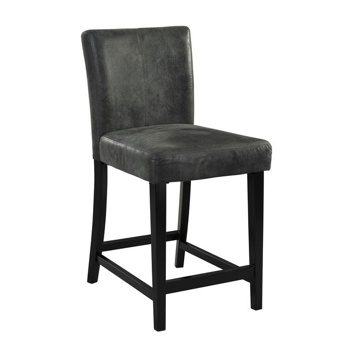 Wooden Bar Stool with Upholstery and Curved Backrest, Black and Gray
