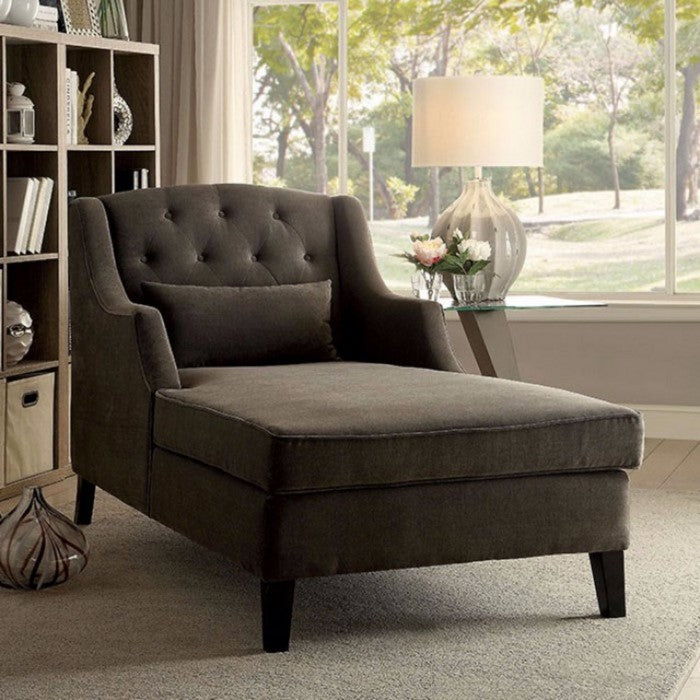 Wooden Chaise With Fabric Cover, Brown