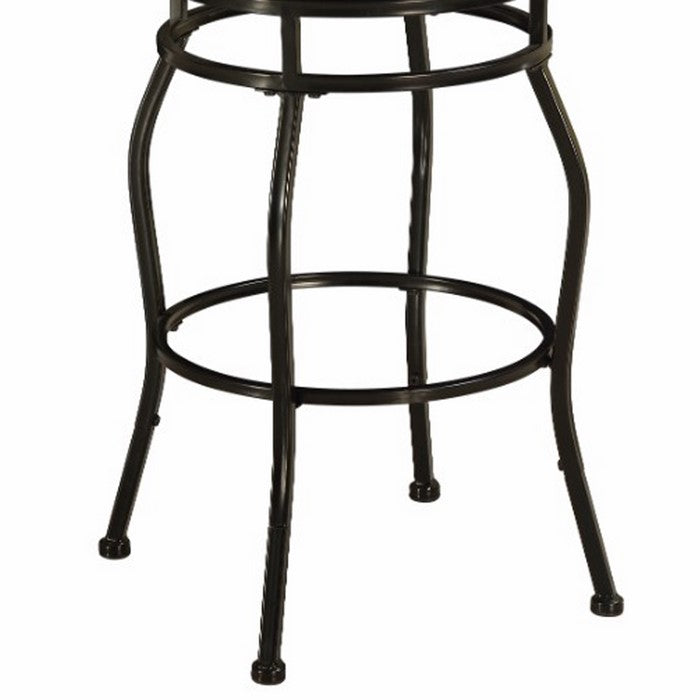 Metal Adjustable Stool with Swivel Seat and Backrest, Black and Cream