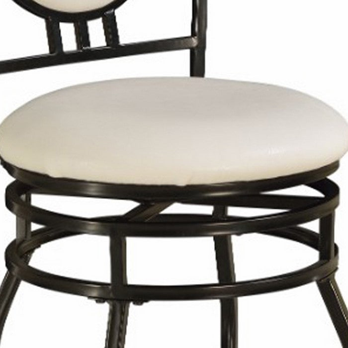 Metal Adjustable Stool with Swivel Seat and Backrest, Black and Cream