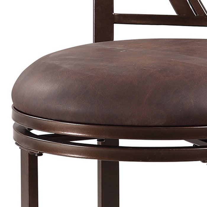 Metal Counter Stool with Cushioned Seat and Flared Legs, Brown
