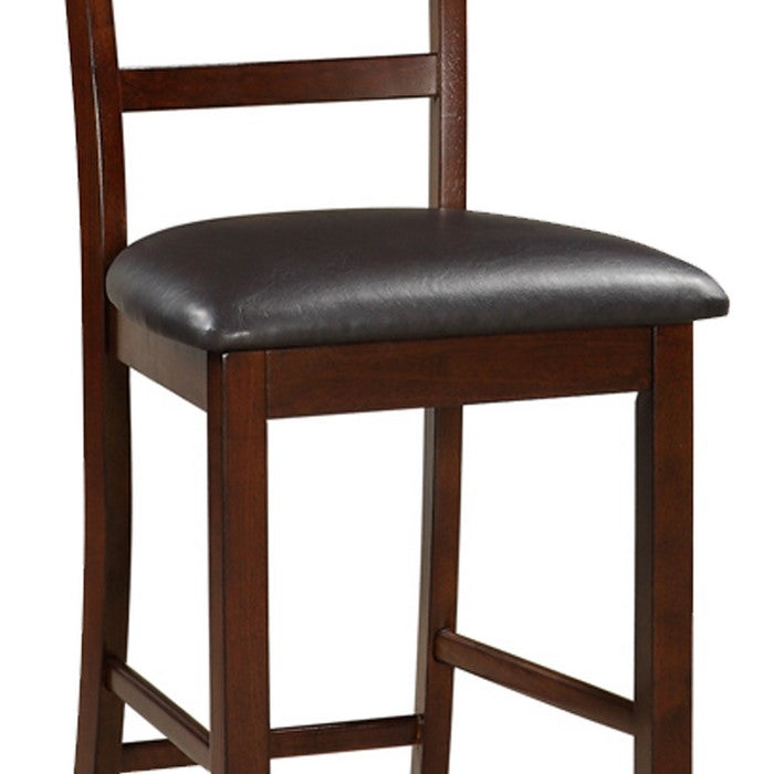 Wooden Counter Height Chair, Dark Brown, Set of 2