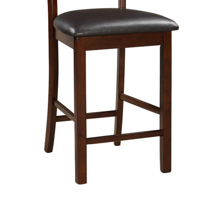 Wooden Counter Height Chair, Dark Brown, Set of 2