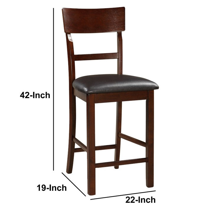 Wooden Counter Height Chair, Dark Brown, Set of 2