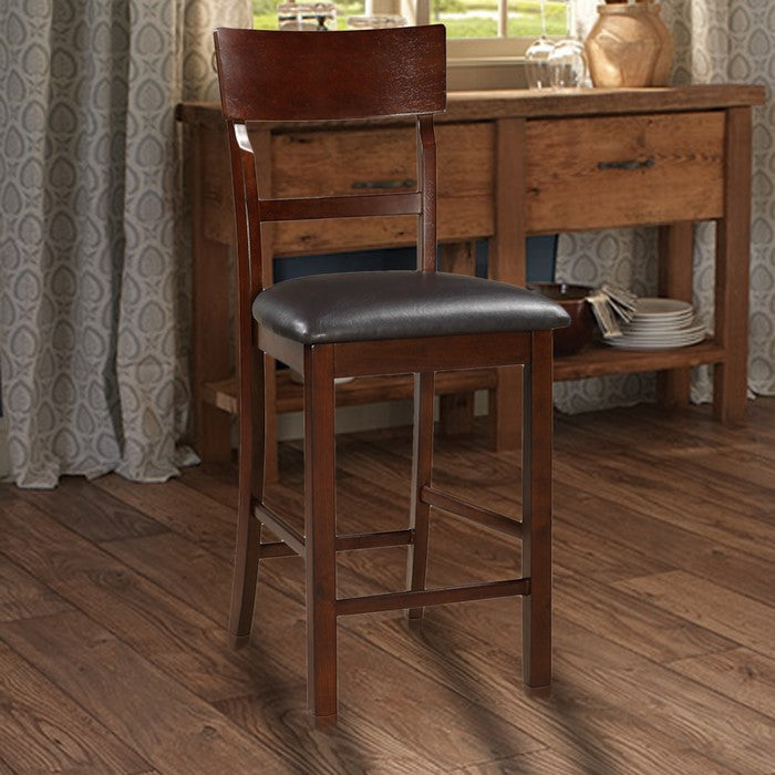 Wooden Counter Height Chair, Dark Brown, Set of 2