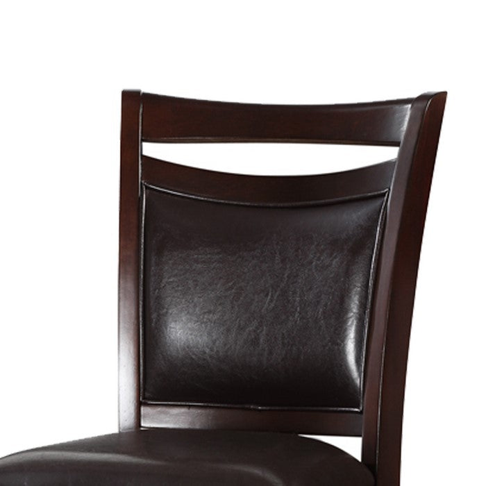 Classic Wooden Armless High Chair, Brown & Black, Set of 2