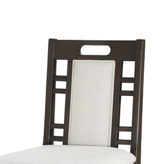 Wooden Armless High Chair, Brown & Ebony White, Set of 2