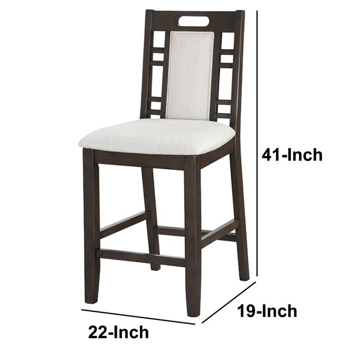 Wooden Armless High Chair, Brown & Ebony White, Set of 2